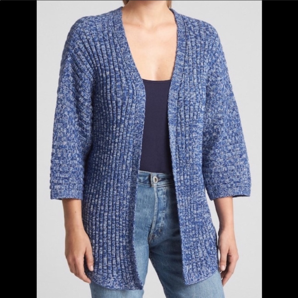 - Nwt Gap Curved Hem Blue Combo Cardigan
